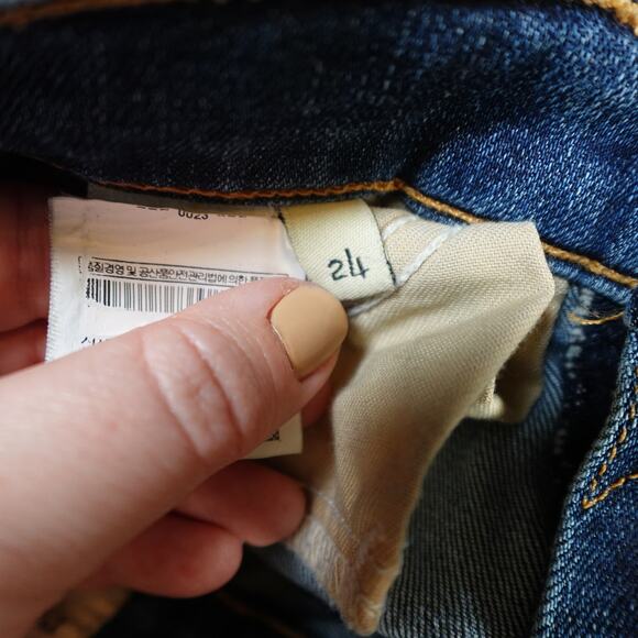 Rag and Bone Jeans Womens 24 Skinny La Paz Distressed Denim Medium Wash Raw Hem - Picture 8 of 12